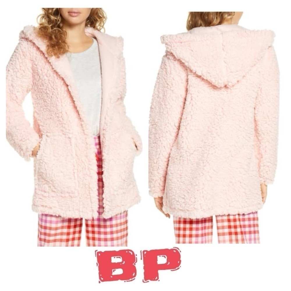BP. Cloud Hooded teddy Cardigan pink super soft